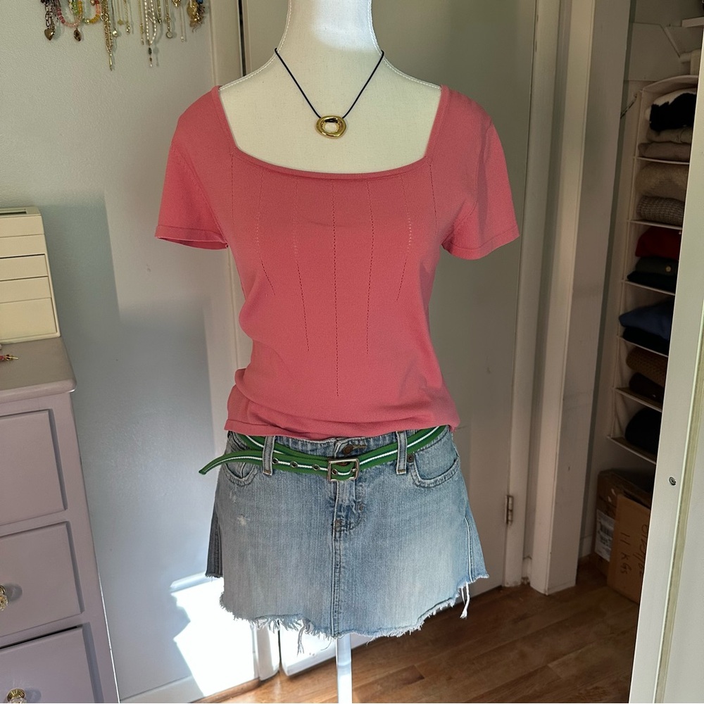 Vintage pink square neck top